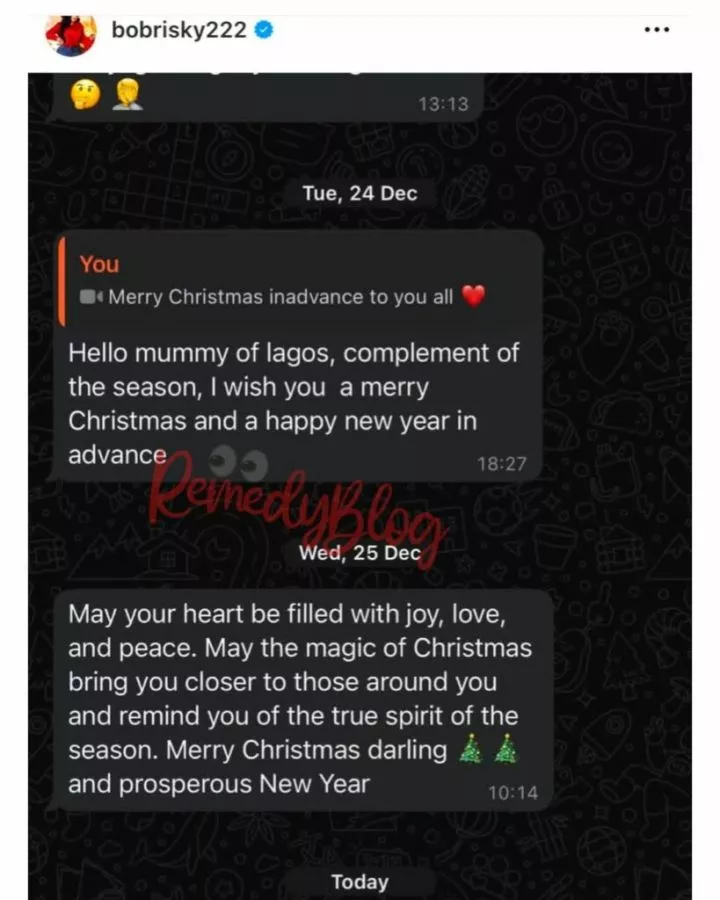 Bobrisky shares photo of toaster who started dragging him for his refusal to reply his messages