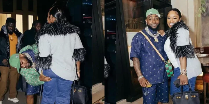 "Too much oppression, let the single breathe" - Davido spotted checking out wife, Chioma