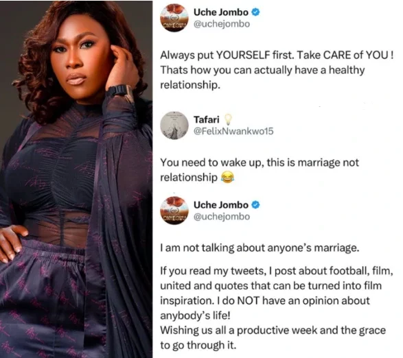 Uche Jombo Denies Involvement in 2Baba and Annie Idibia's Marital Crisis