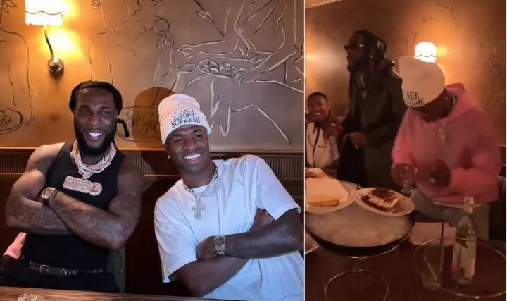 Burna Boy hangs out with Real Madrid stars  Vinicius Jr, Camavinga, R�diger, Tchouam�ni, Alaba, and Mendy in Paris�(video)