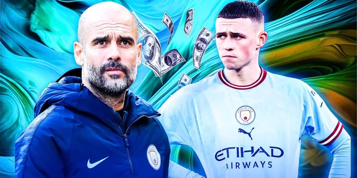 Pep Guardiola and Phil Foden