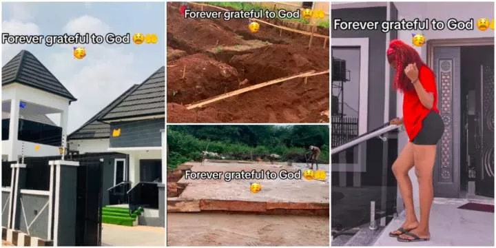 Nigerian lady builds huge house, shows its progress from beginning to end