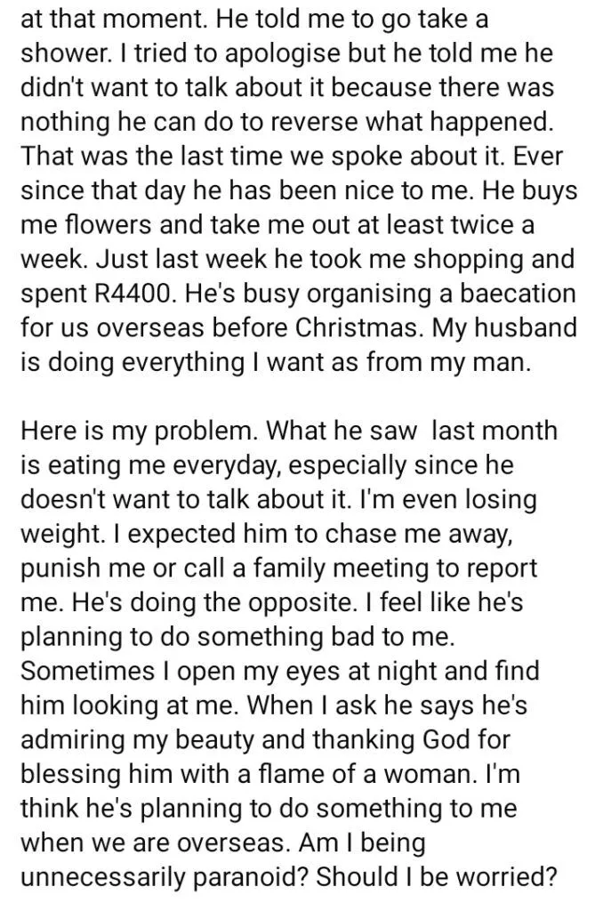 Lady shares husband's unexpected reaction after 'catching' her cheating