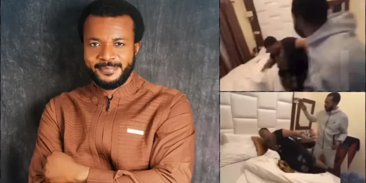 Moment Evangelist Ebuka Obi delivers a woman at church's hotel