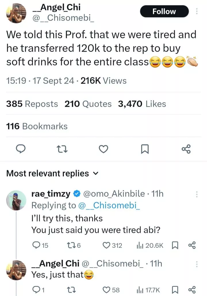 UNN student reveals what her lecturer did after entire class complained of tiredness