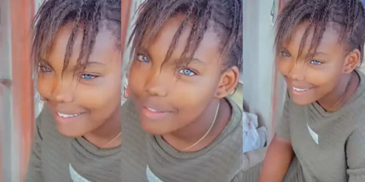 Lady awed as she meets girl with natural blue eyes, video melts hearts