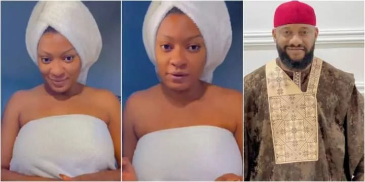 "Yul won't like this" - May Edochie's recent video in towel gets people talking