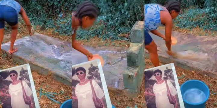 "RIP my gold" - Lady storms her late mother's grave with a broom to sweep and wash off dirt, video stuns many Nigerians "RIP my gold" - Lady storms her late mother's grave with a broom to sweep and wash off dirt, video stuns many Nigerians