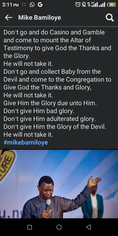 'Don't Give God the Glory That's Not His' - Mike Bamiloye