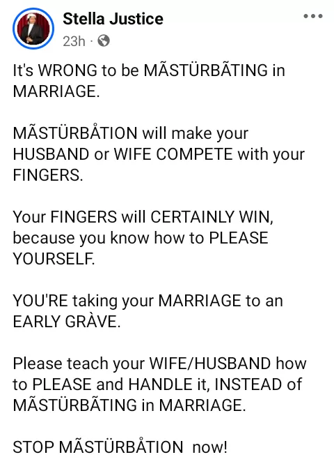 It's wrong to m@sturbate in marriage - Nigerian lawyer says