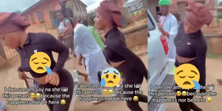 "This kind dance get as e be" - Lady raises eyebrows with energetic dance during funeral