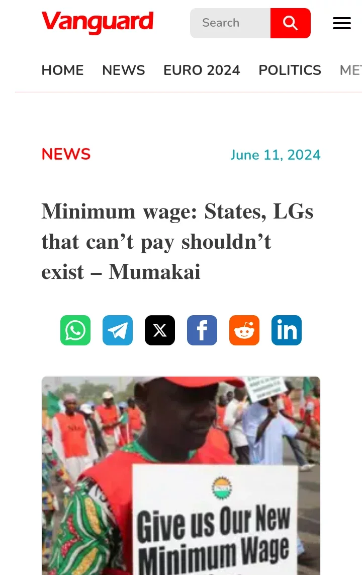 Today's Headlines:We will not accept N100,000-Labour;States that can't pay should not exist-Mumakai