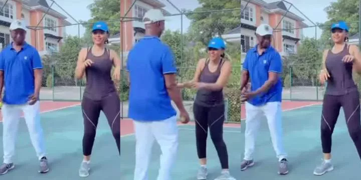 Regina Daniels and husband, Ned Nwoko shows off dance skills during family sports day