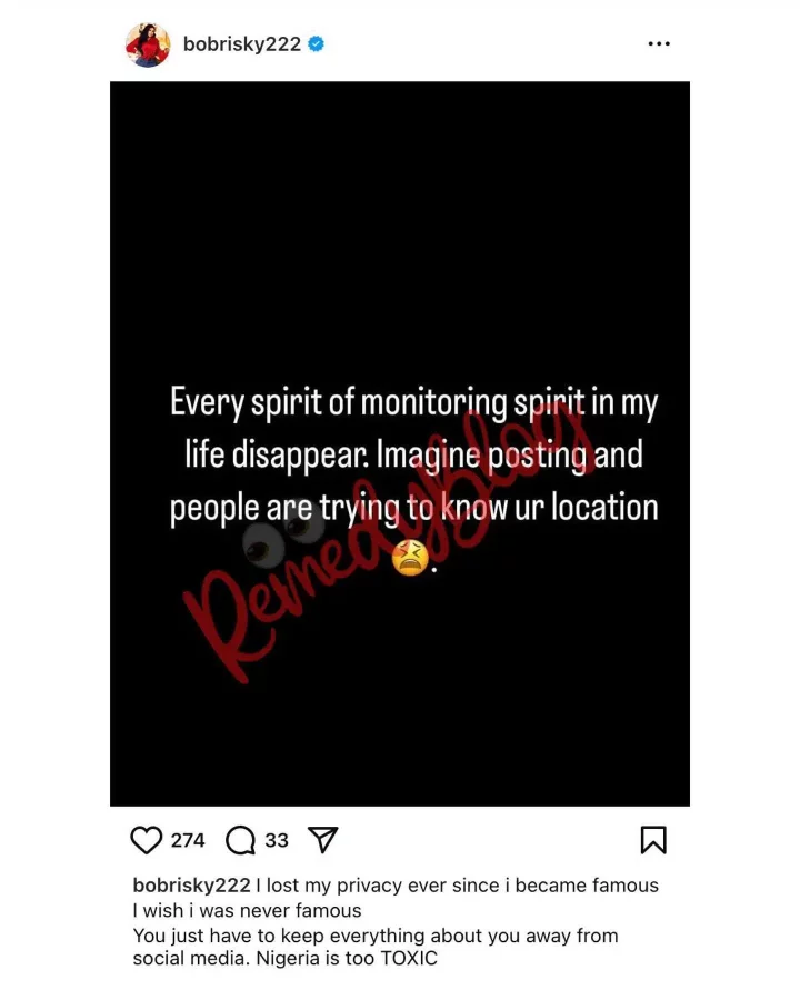 'I wish i was never famous' - Bobrisky