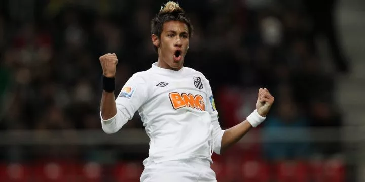 Neymar in action for Santos