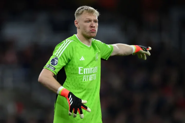 Aaron Ramsdale pictured in action for Arsenal against Brentford