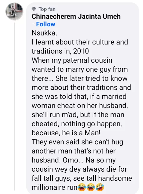 If a married woman cheats in Nsukka, she will run mad but nothing happens to the man if he does same - Nigerians share the 