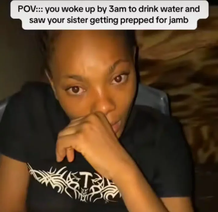 Heartwarming scene as Nigerian man films his sister reading for JAMB at 3 a.m. while he wakes to drink water