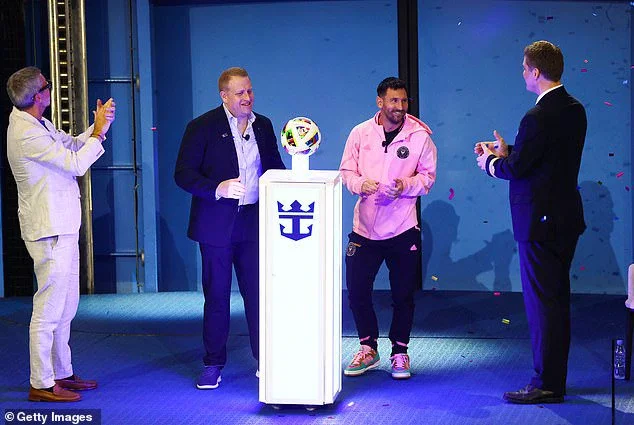 Lionel Messi participates in the naming ceremony of the 'Icon of the Seas' in Miami on Tuesday