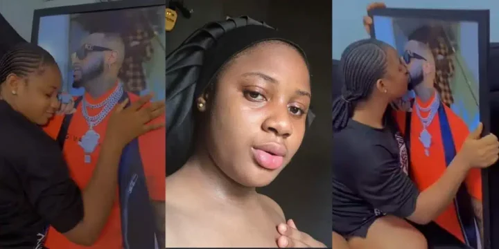 Hardcore fan kisses Davido's framed photo, declares love for singer in viral video