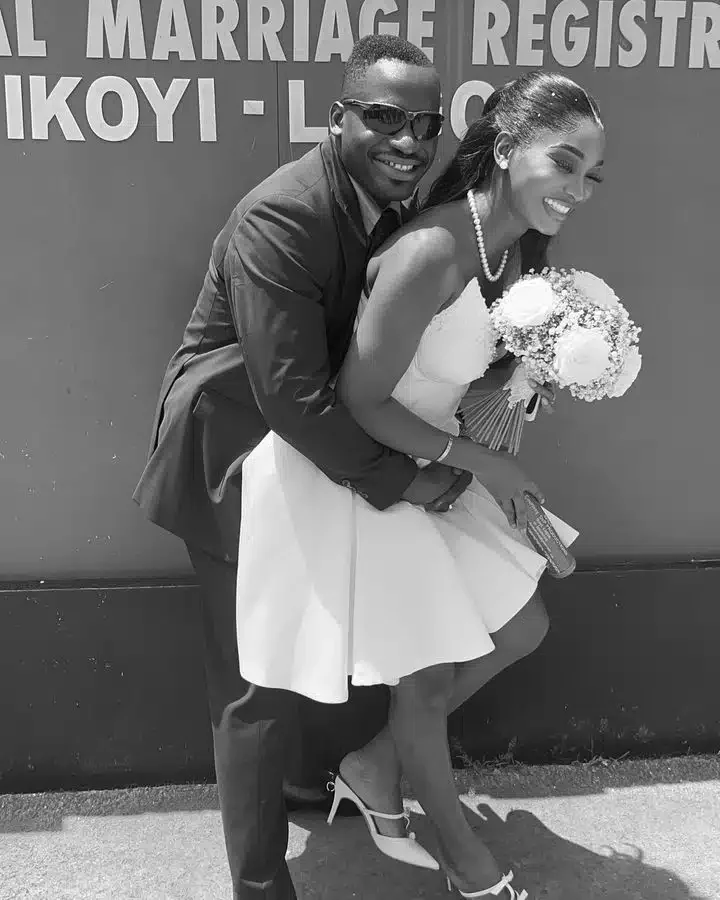 Wofai Fada confirms legal marriage to Taiwo Cole, rolls out photos