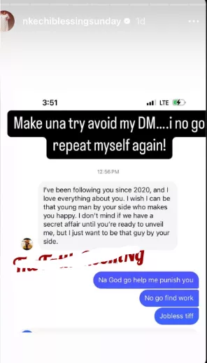 Nkechi Blessing boils with rage as she blasts man asking for 'secret affair'