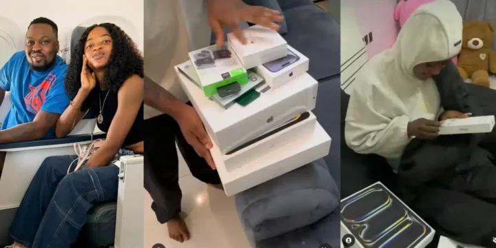 Egungun surprises fiancée with various Apple gadgets on her birthday