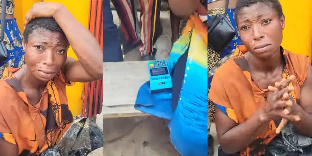 Woman paraded for allegedly stealing POS machine at Oja Oba market in Ado-Ekiti Woman paraded for allegedly stealing POS machine at Oja Oba market in Ado-Ekiti