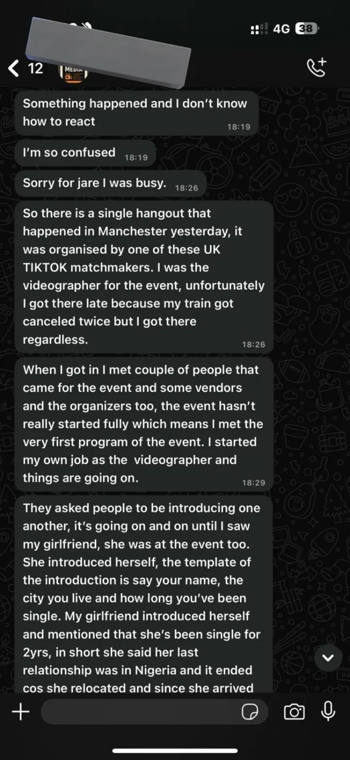 UK-based Nigerian videographer finds girlfriend at singles event claiming she's been single for 2 years