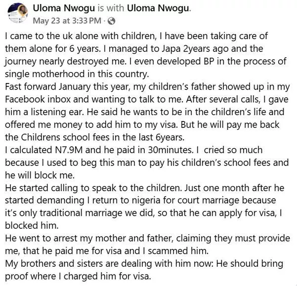 UK Visa: Man offers ex-wife N7.9m after abandoning children for six years