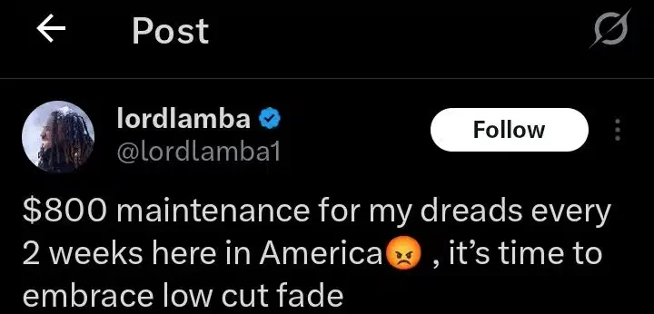 How much I spend in maintaining my dreadlocks in America - Lord Lamba