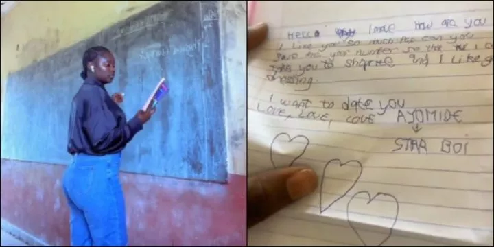 Lady doing her teaching practice laments as student pens love letter to her