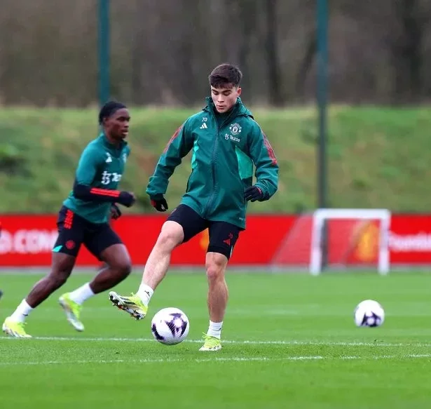 Harry Amass took part in first-team training for Manchester United