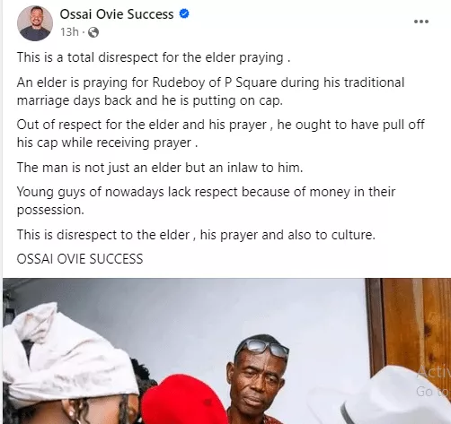 Ossai Ovie Success berates Paul Okoye for 'disrespecting' his in-law at his traditional marriage