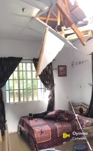 'Thank God for life' - Nigerian man shares video as water tank crashes into his bedroom, floods the entire apartment