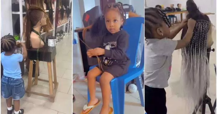 'I'm so lucky to be your mum' - 3-year-old girl braids hair at mother's salon