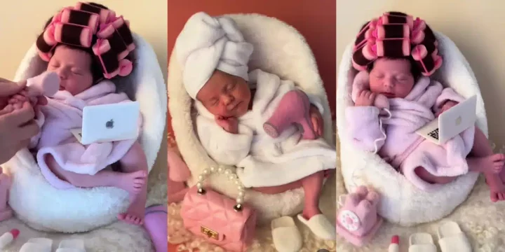 "She's all about self care and soft life" - Little baby charms social media users with adorable poses in a photoshoot