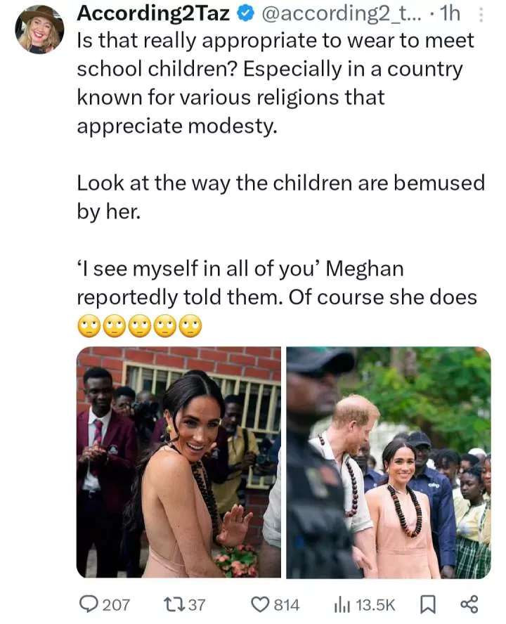 Meghan Markle called out for dressing 'inappropriately