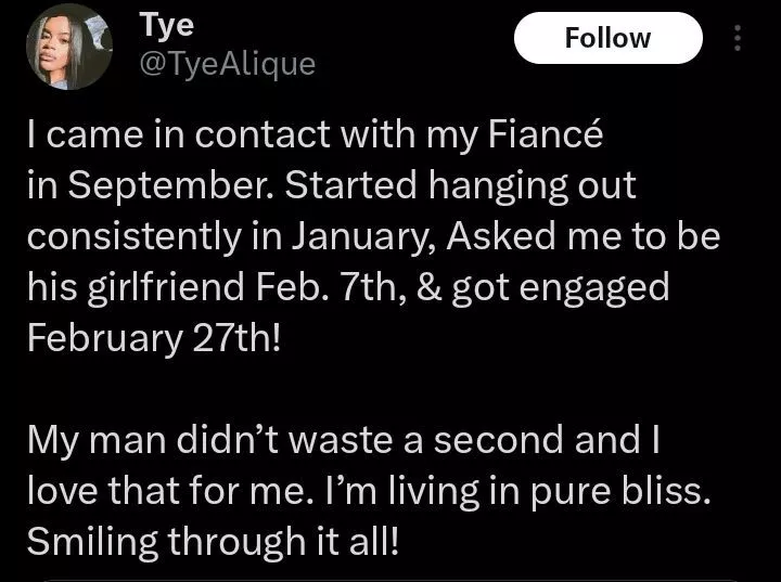 Lady celebrates as boyfriend engages her 20 days after dating