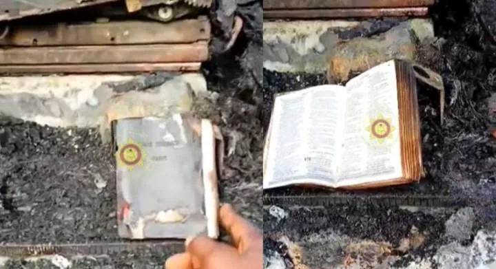 Bible miraculously survives as fuel tanker catches fire on Accra-Kumasi Highway (Video)