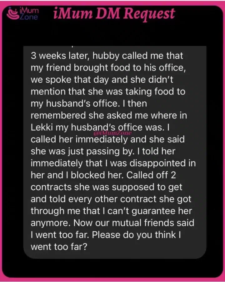 'Am I wrong' - Married woman asks as she cuts off friend who took Banga soup to her husband in his office