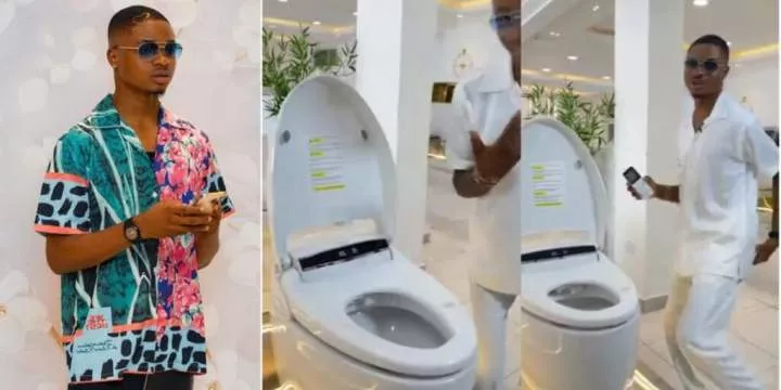 'Luxurious shit' - Ola of Lagos stirs reactions as he displays water closet worth N600k