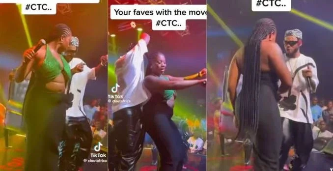 "The fear of soma" - Video as dancer Poco Lee refuses to rock #BBNaija's Angel while dancing at an event (Watch)