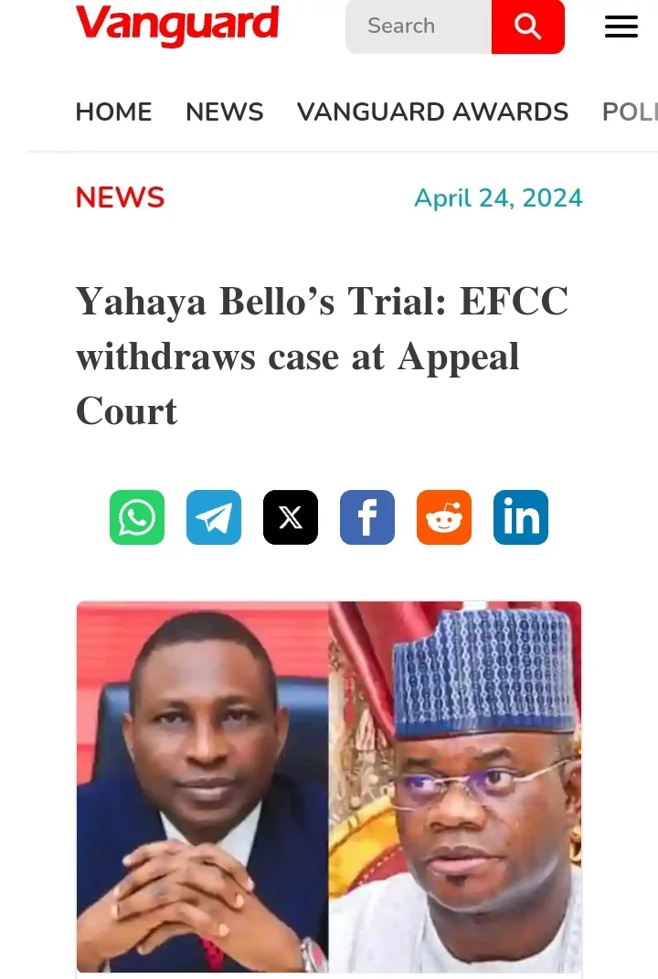 Today's Headlines:Bello:EFCC Withdraws Case at Appeal Court;EFCC Returns Recovered Assets to Gov Mba