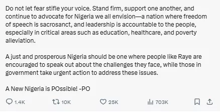 Peter Obi stands with embattled corper, urges more Nigerians to speak up