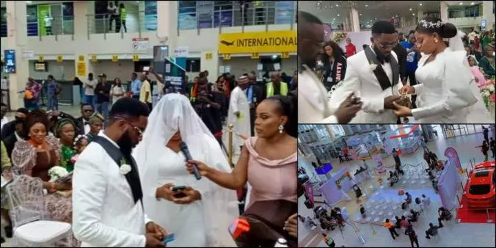 Couple hold their wedding at Murtala Muhammad Airport, photos trend