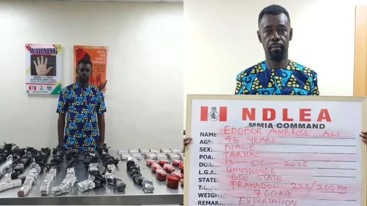 I Was Paid €2000 - Italy-Based Courier Confesses After Arrest With Tramadol At Lagos Airport I Was Paid €2000 - Italy-Based Courier Confesses After Arrest With Tramadol At Lagos Airport