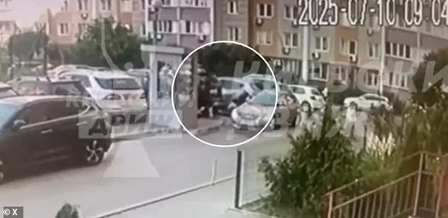 The masked assailant springs out from behind a car and shoots the colonel in the back