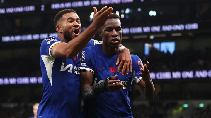 Nicolas Jackson of Chelsea celebrates after scoring his sides fourth goal during their Premier League clash with Tottenham in London, England, November 6, 2023. /CFP