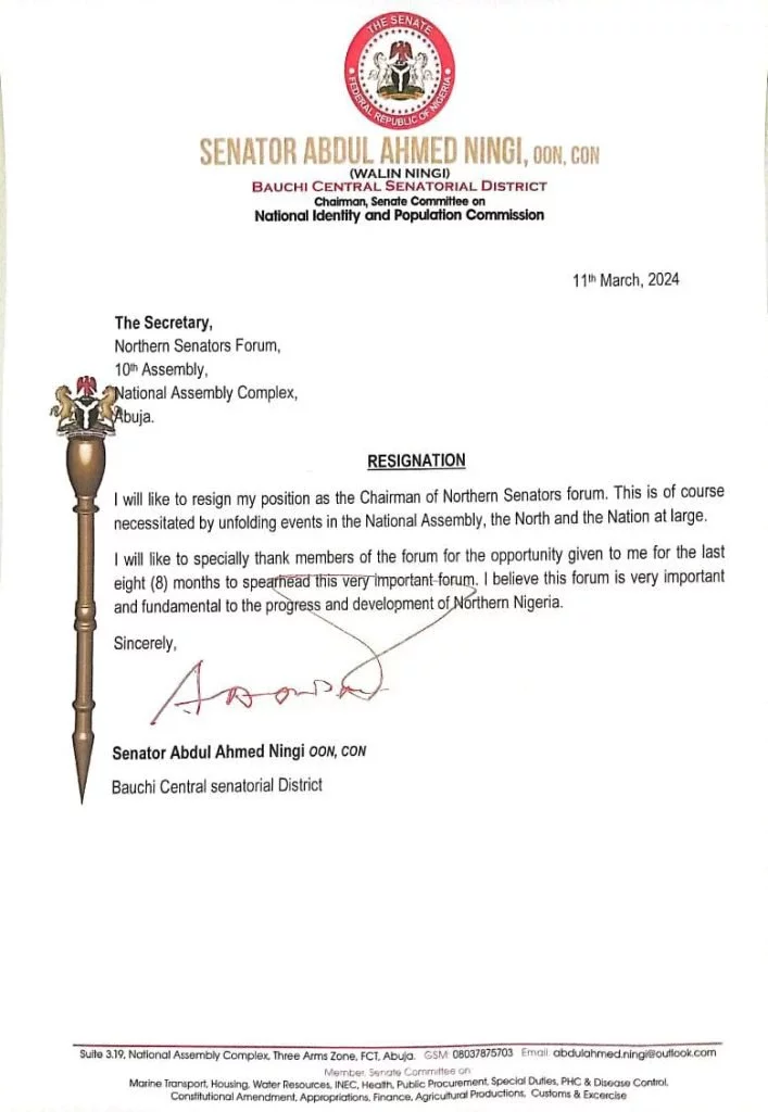 BREAKING: Suspended Senator Ningi resigns chairmanship position [LETTER]
